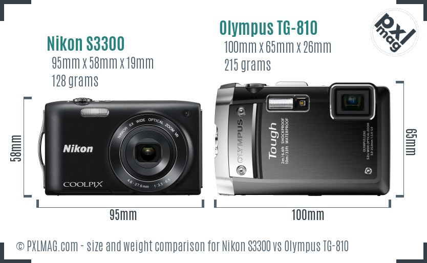 Nikon S3300 vs Olympus TG-810 size comparison Nikon S3300 vs Olympus TG-810 size comparison