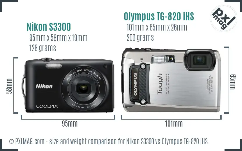 Nikon S3300 vs Olympus TG-820 iHS size comparison