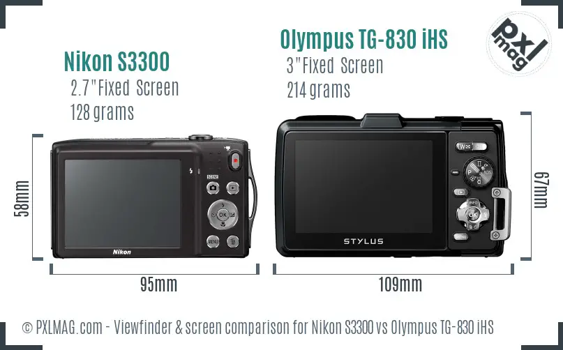 Nikon S3300 vs Olympus TG-830 iHS Screen and Viewfinder comparison