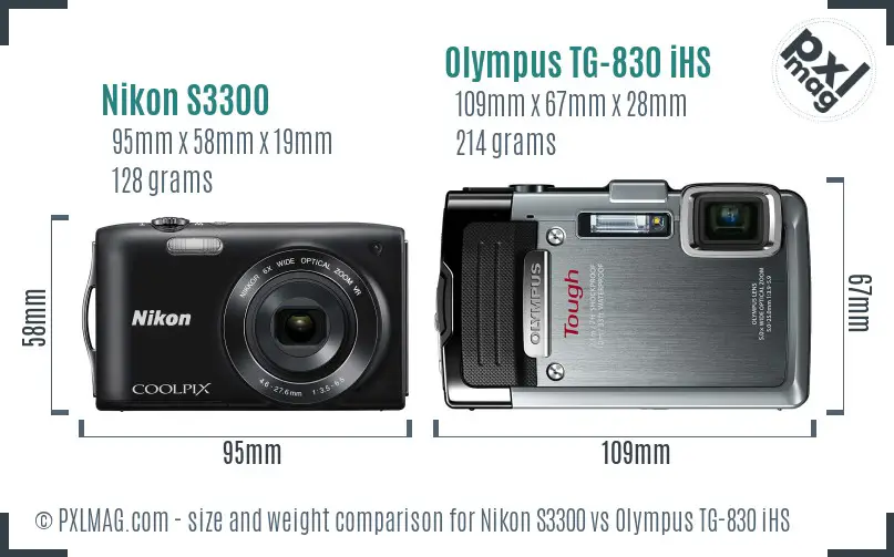 Nikon S3300 vs Olympus TG-830 iHS size comparison
