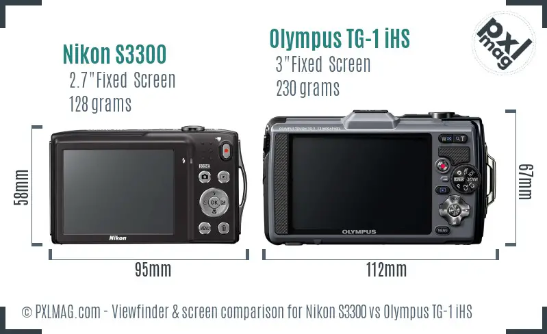 Nikon S3300 vs Olympus TG-1 iHS Screen and Viewfinder comparison Nikon S3300 vs Olympus TG-1 iHS Screen and Viewfinder comparison