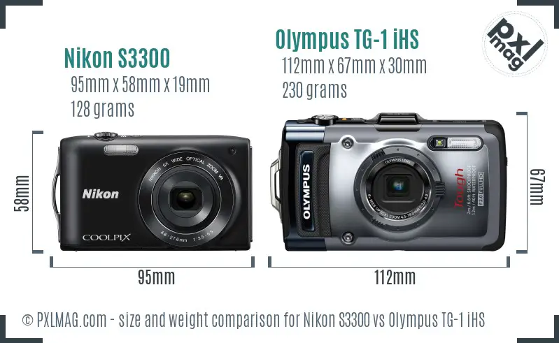 Nikon S3300 vs Olympus TG-1 iHS size comparison Nikon S3300 vs Olympus TG-1 iHS size comparison