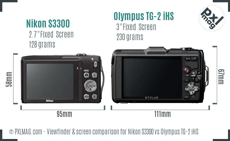 Nikon S3300 vs Olympus TG-2 iHS Screen and Viewfinder comparison