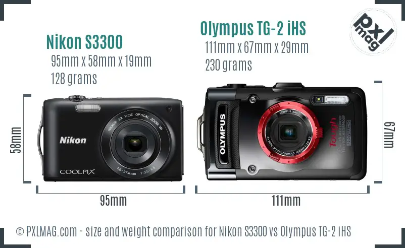 Nikon S3300 vs Olympus TG-2 iHS size comparison