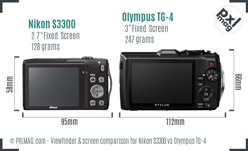 Nikon S3300 vs Olympus TG-4 Screen and Viewfinder comparison Nikon S3300 vs Olympus TG-4 Screen and Viewfinder comparison