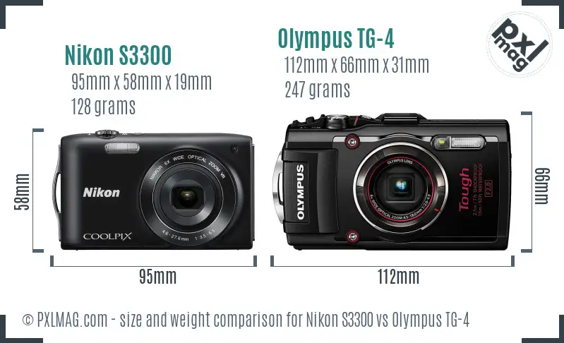 Nikon S3300 vs Olympus TG-4 size comparison Nikon S3300 vs Olympus TG-4 size comparison