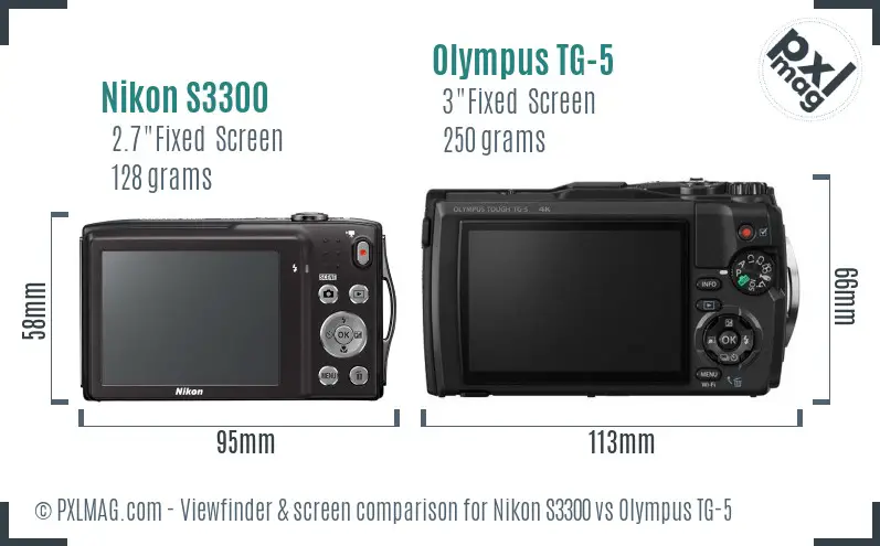 Nikon S3300 vs Olympus TG-5 Screen and Viewfinder comparison