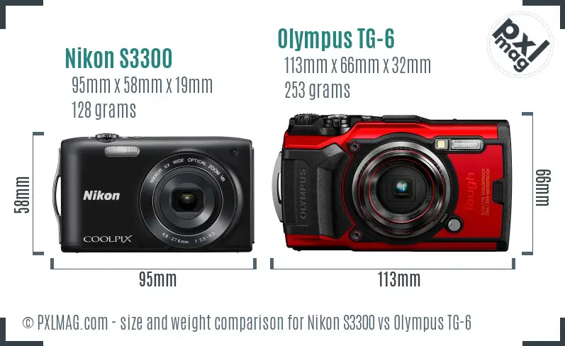 Nikon S3300 vs Olympus TG-6 size comparison Nikon S3300 vs Olympus TG-6 size comparison