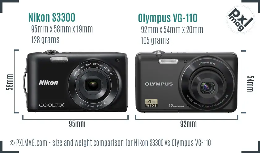 Nikon S3300 vs Olympus VG-110 size comparison