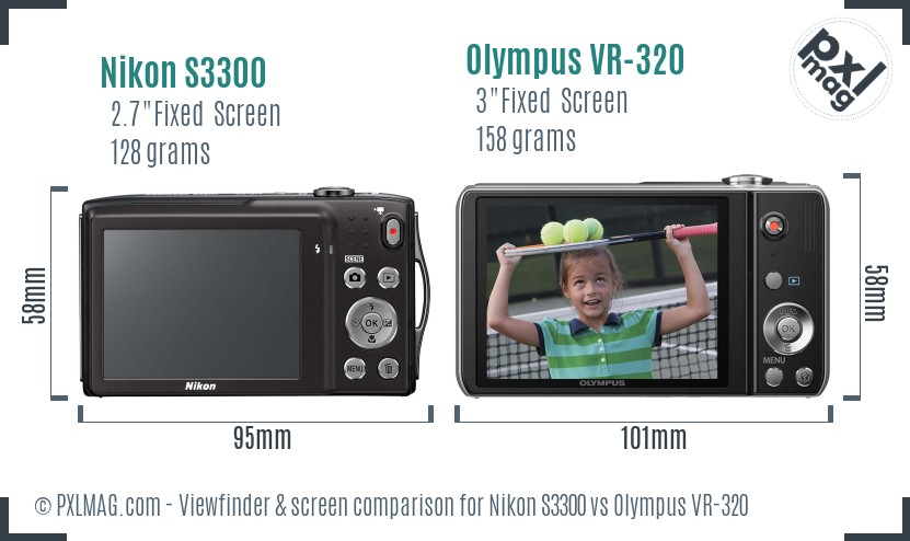 Nikon S3300 vs Olympus VR-320 Screen and Viewfinder comparison