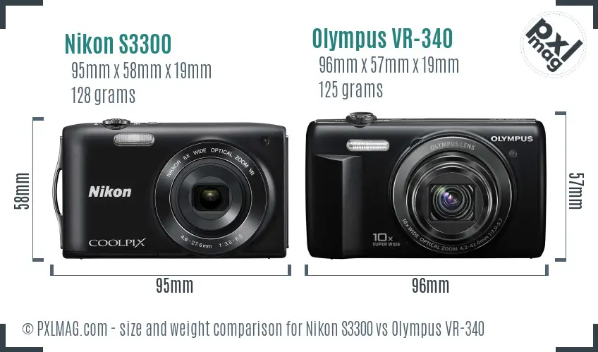Nikon S3300 vs Olympus VR-340 size comparison
