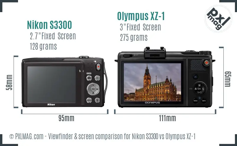 Nikon S3300 vs Olympus XZ-1 Screen and Viewfinder comparison
