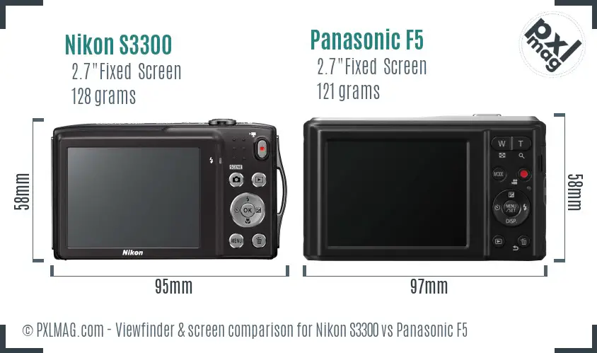 Nikon S3300 vs Panasonic F5 Screen and Viewfinder comparison