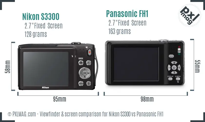 Nikon S3300 vs Panasonic FH1 Screen and Viewfinder comparison Nikon S3300 vs Panasonic FH1 Screen and Viewfinder comparison