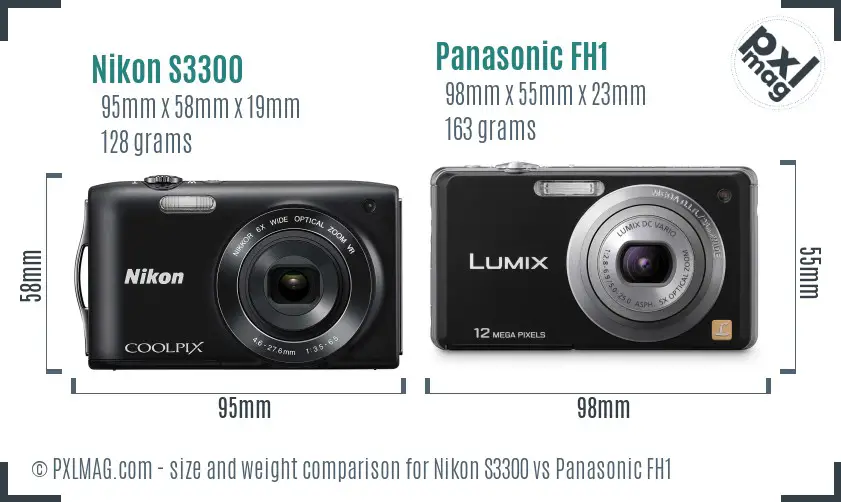 Nikon S3300 vs Panasonic FH1 size comparison Nikon S3300 vs Panasonic FH1 size comparison
