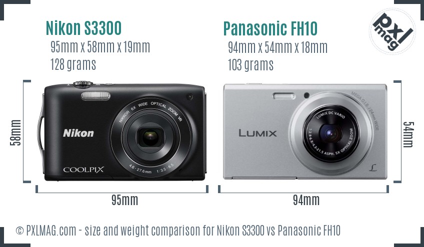 Nikon S3300 vs Panasonic FH10 size comparison Nikon S3300 vs Panasonic FH10 size comparison