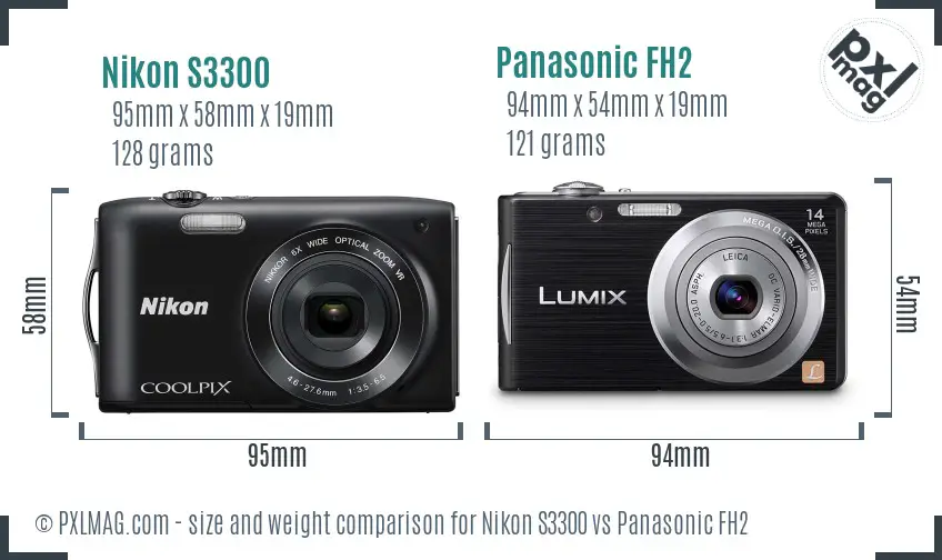 Nikon S3300 vs Panasonic FH2 size comparison Nikon S3300 vs Panasonic FH2 size comparison