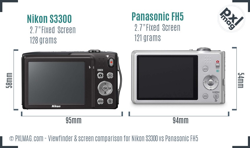 Nikon S3300 vs Panasonic FH5 Screen and Viewfinder comparison