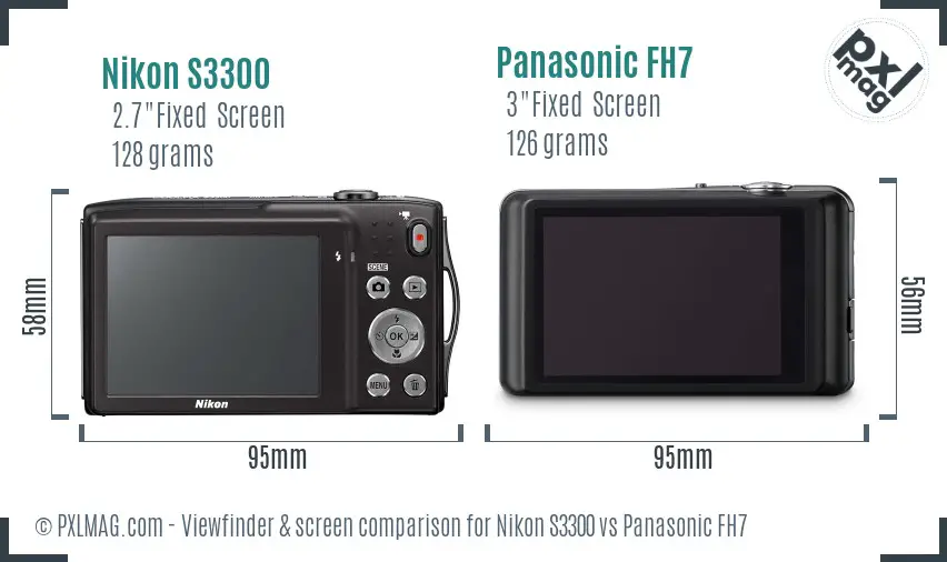 Nikon S3300 vs Panasonic FH7 Screen and Viewfinder comparison