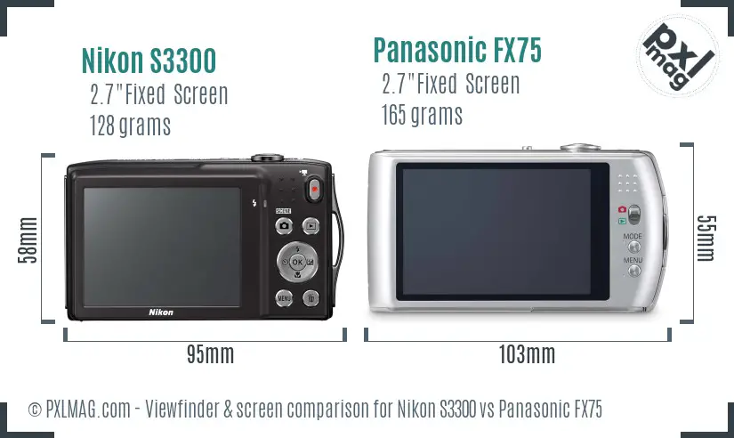 Nikon S3300 vs Panasonic FX75 Screen and Viewfinder comparison Nikon S3300 vs Panasonic FX75 Screen and Viewfinder comparison
