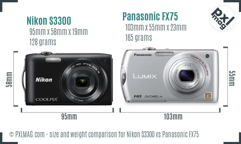 Nikon S3300 vs Panasonic FX75 size comparison Nikon S3300 vs Panasonic FX75 size comparison