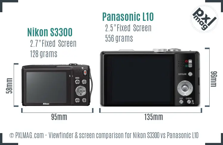 Nikon S3300 vs Panasonic L10 Screen and Viewfinder comparison