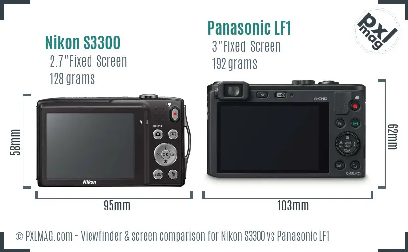 Nikon S3300 vs Panasonic LF1 Screen and Viewfinder comparison