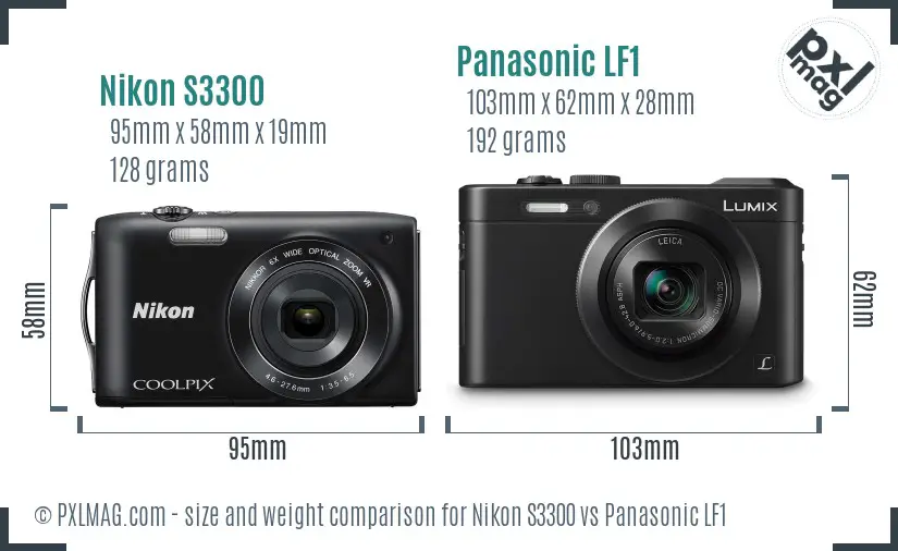 Nikon S3300 vs Panasonic LF1 size comparison