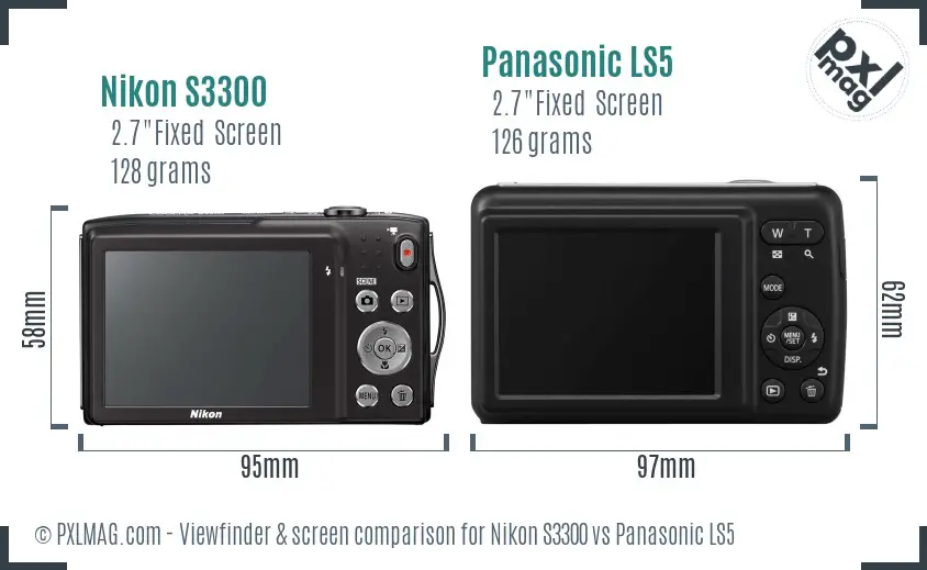Nikon S3300 vs Panasonic LS5 Screen and Viewfinder comparison