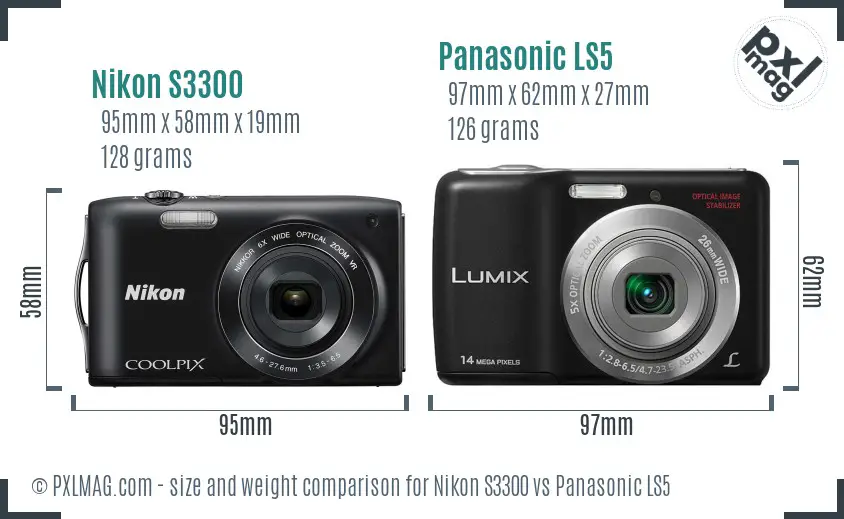 Nikon S3300 vs Panasonic LS5 size comparison