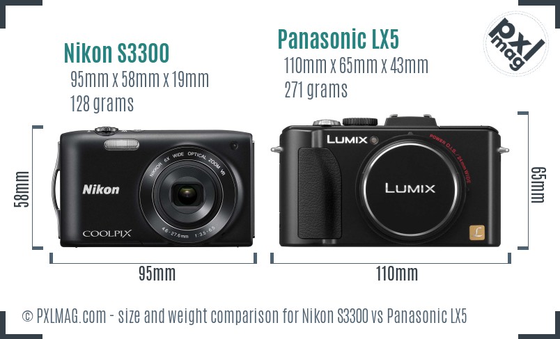 Nikon S3300 vs Panasonic LX5 size comparison Nikon S3300 vs Panasonic LX5 size comparison