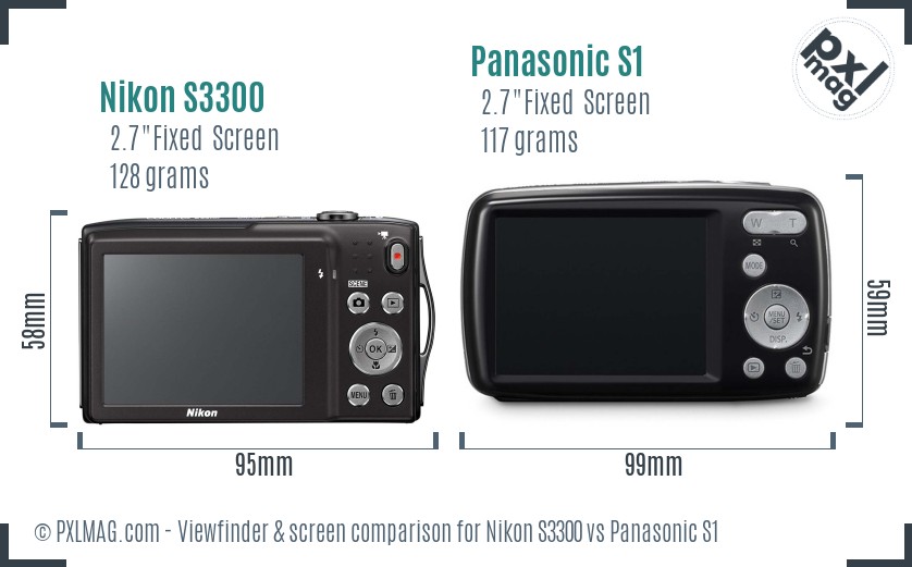 Nikon S3300 vs Panasonic S1 Screen and Viewfinder comparison