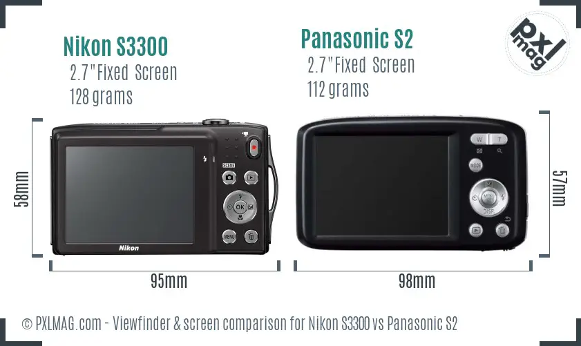 Nikon S3300 vs Panasonic S2 Screen and Viewfinder comparison Nikon S3300 vs Panasonic S2 Screen and Viewfinder comparison