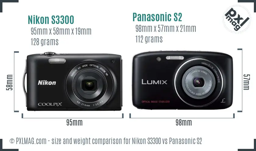 Nikon S3300 vs Panasonic S2 size comparison Nikon S3300 vs Panasonic S2 size comparison