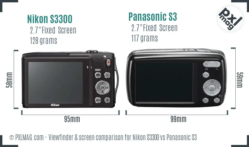 Nikon S3300 vs Panasonic S3 Screen and Viewfinder comparison Nikon S3300 vs Panasonic S3 Screen and Viewfinder comparison