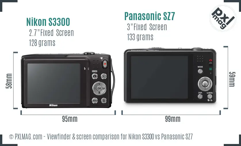 Nikon S3300 vs Panasonic SZ7 Screen and Viewfinder comparison