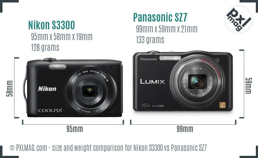 Nikon S3300 vs Panasonic SZ7 size comparison Nikon S3300 vs Panasonic SZ7 size comparison