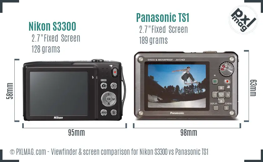 Nikon S3300 vs Panasonic TS1 Screen and Viewfinder comparison