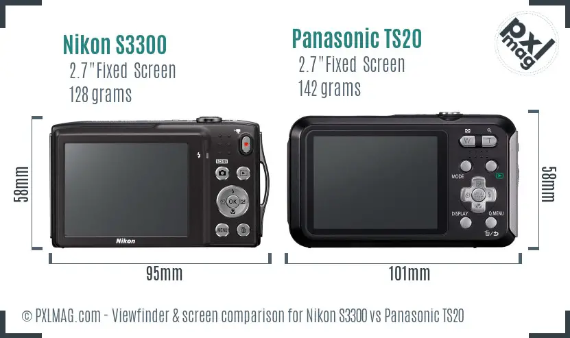 Nikon S3300 vs Panasonic TS20 Screen and Viewfinder comparison Nikon S3300 vs Panasonic TS20 Screen and Viewfinder comparison