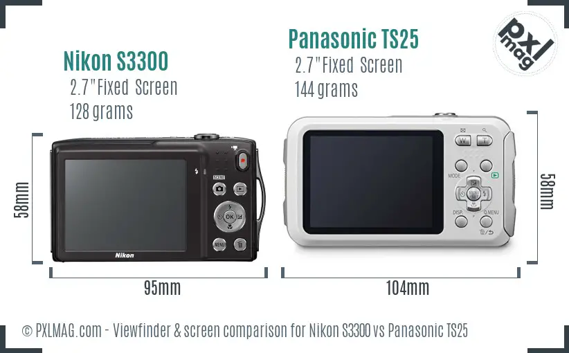 Nikon S3300 vs Panasonic TS25 Screen and Viewfinder comparison Nikon S3300 vs Panasonic TS25 Screen and Viewfinder comparison