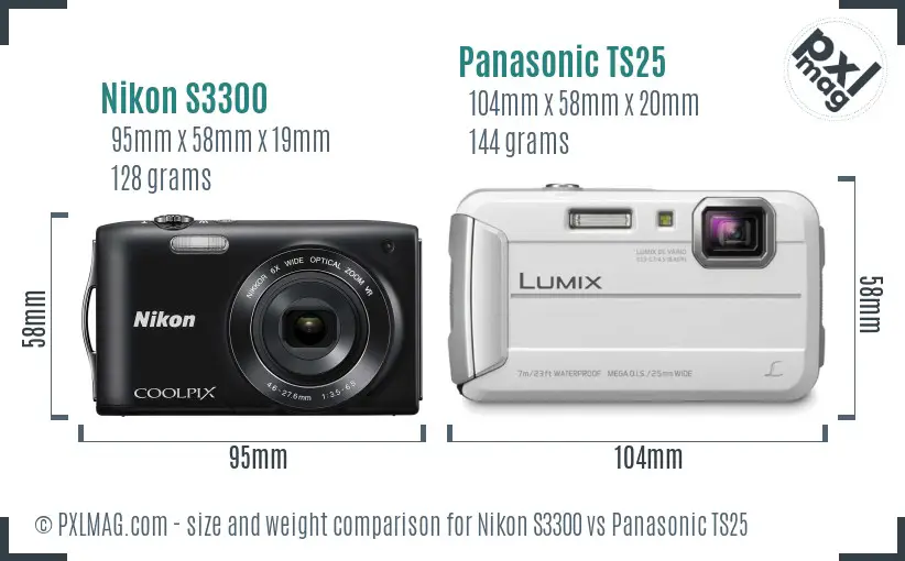 Nikon S3300 vs Panasonic TS25 size comparison Nikon S3300 vs Panasonic TS25 size comparison