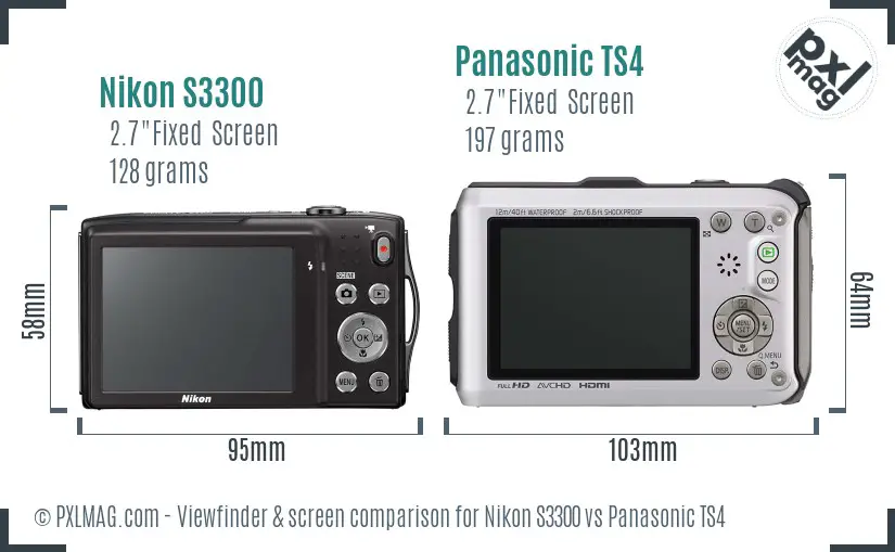 Nikon S3300 vs Panasonic TS4 Screen and Viewfinder comparison