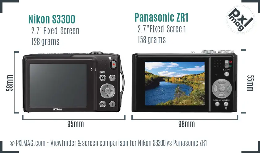 Nikon S3300 vs Panasonic ZR1 Screen and Viewfinder comparison Nikon S3300 vs Panasonic ZR1 Screen and Viewfinder comparison