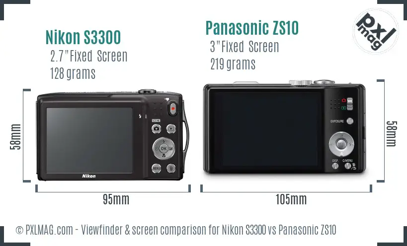 Nikon S3300 vs Panasonic ZS10 Screen and Viewfinder comparison Nikon S3300 vs Panasonic ZS10 Screen and Viewfinder comparison