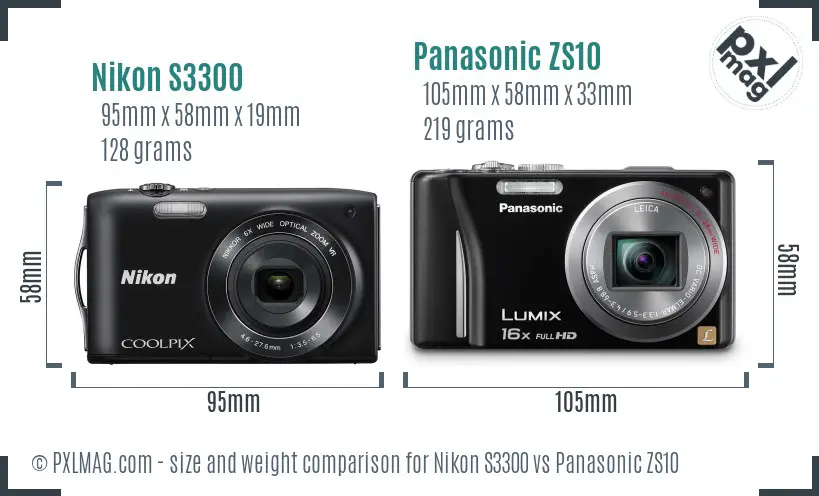 Nikon S3300 vs Panasonic ZS10 size comparison Nikon S3300 vs Panasonic ZS10 size comparison