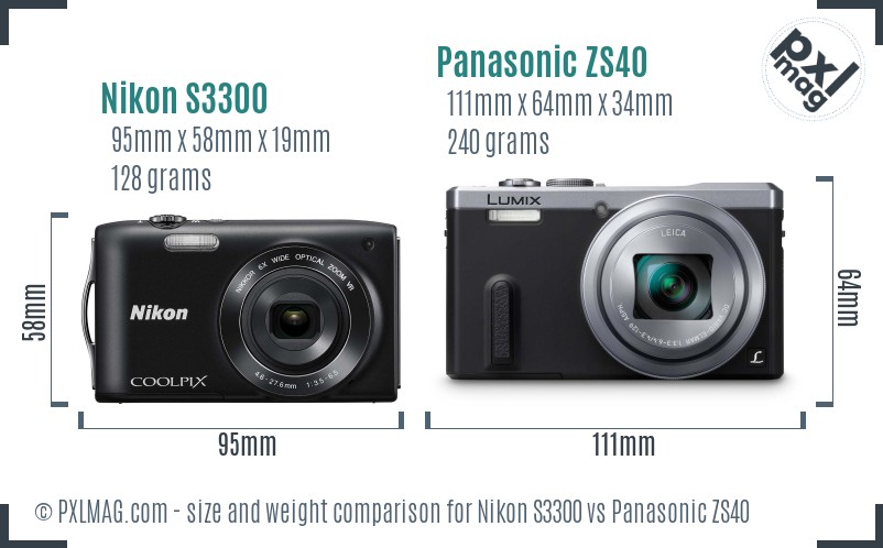 Nikon S3300 vs Panasonic ZS40 size comparison Nikon S3300 vs Panasonic ZS40 size comparison