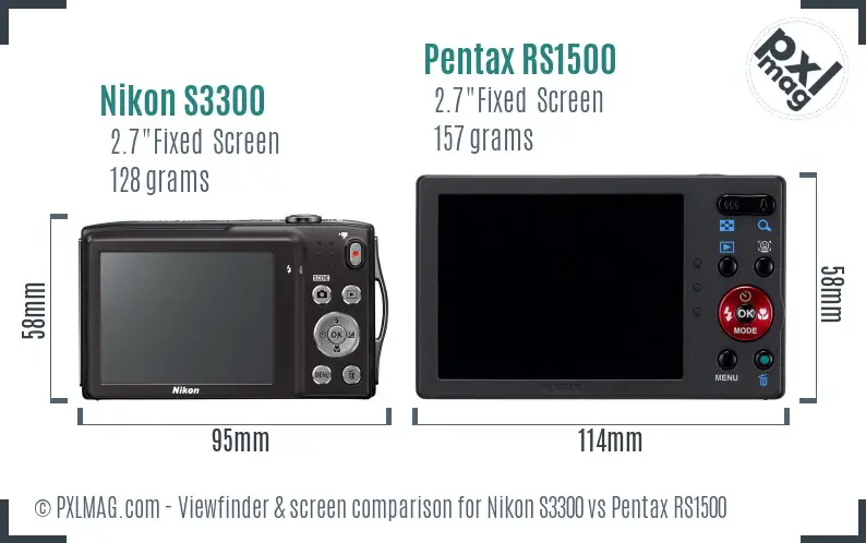 Nikon S3300 vs Pentax RS1500 Screen and Viewfinder comparison Nikon S3300 vs Pentax RS1500 Screen and Viewfinder comparison