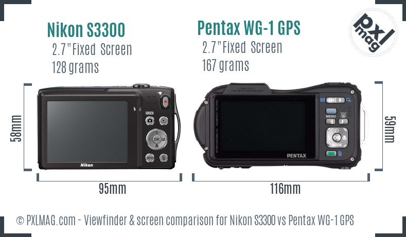 Nikon S3300 vs Pentax WG-1 GPS Screen and Viewfinder comparison