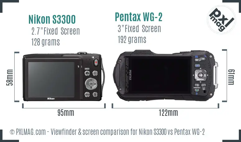 Nikon S3300 vs Pentax WG-2 Screen and Viewfinder comparison
