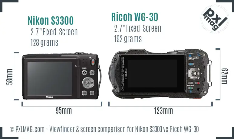 Nikon S3300 vs Ricoh WG-30 Screen and Viewfinder comparison Nikon S3300 vs Ricoh WG-30 Screen and Viewfinder comparison